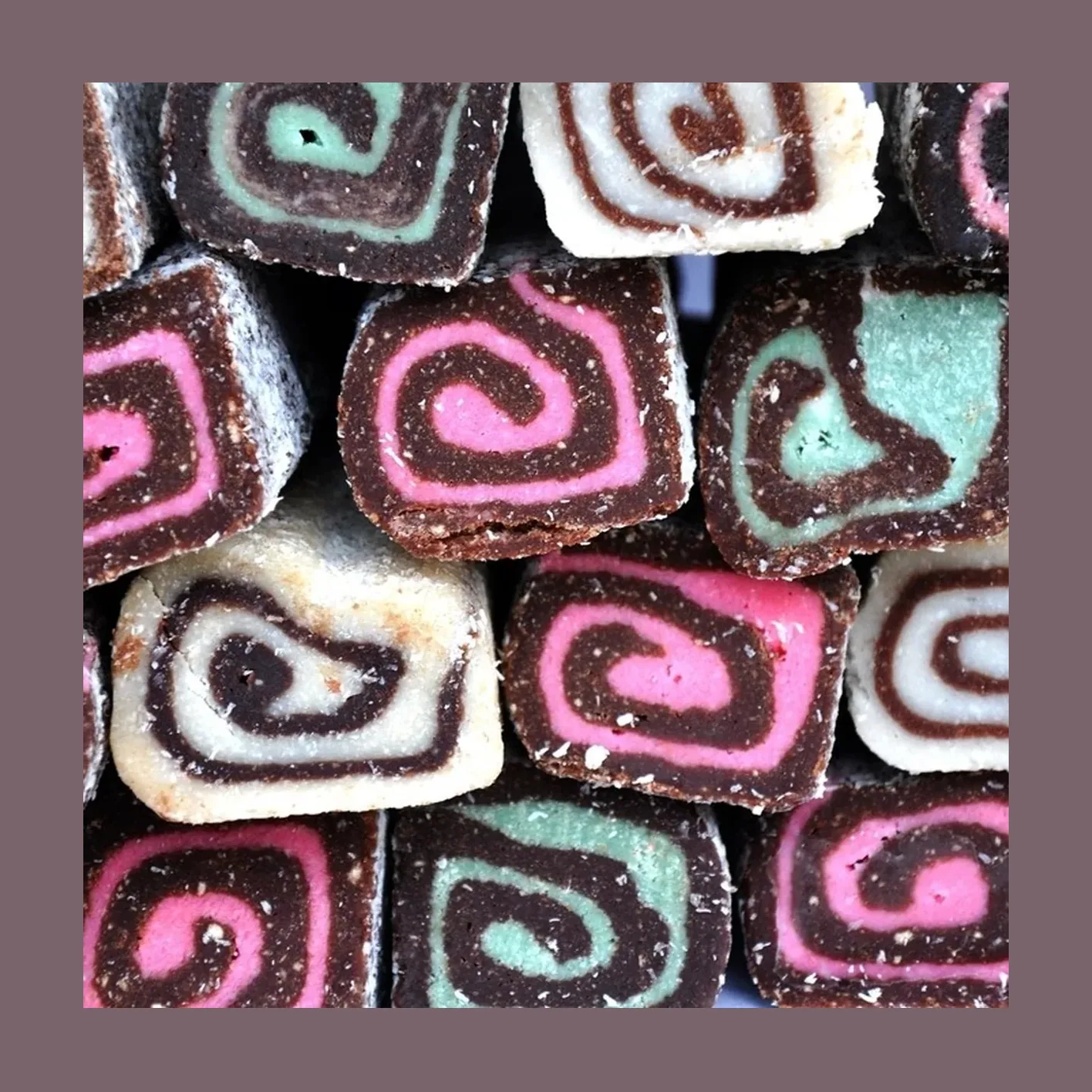 Rollitos de coco y chocolate